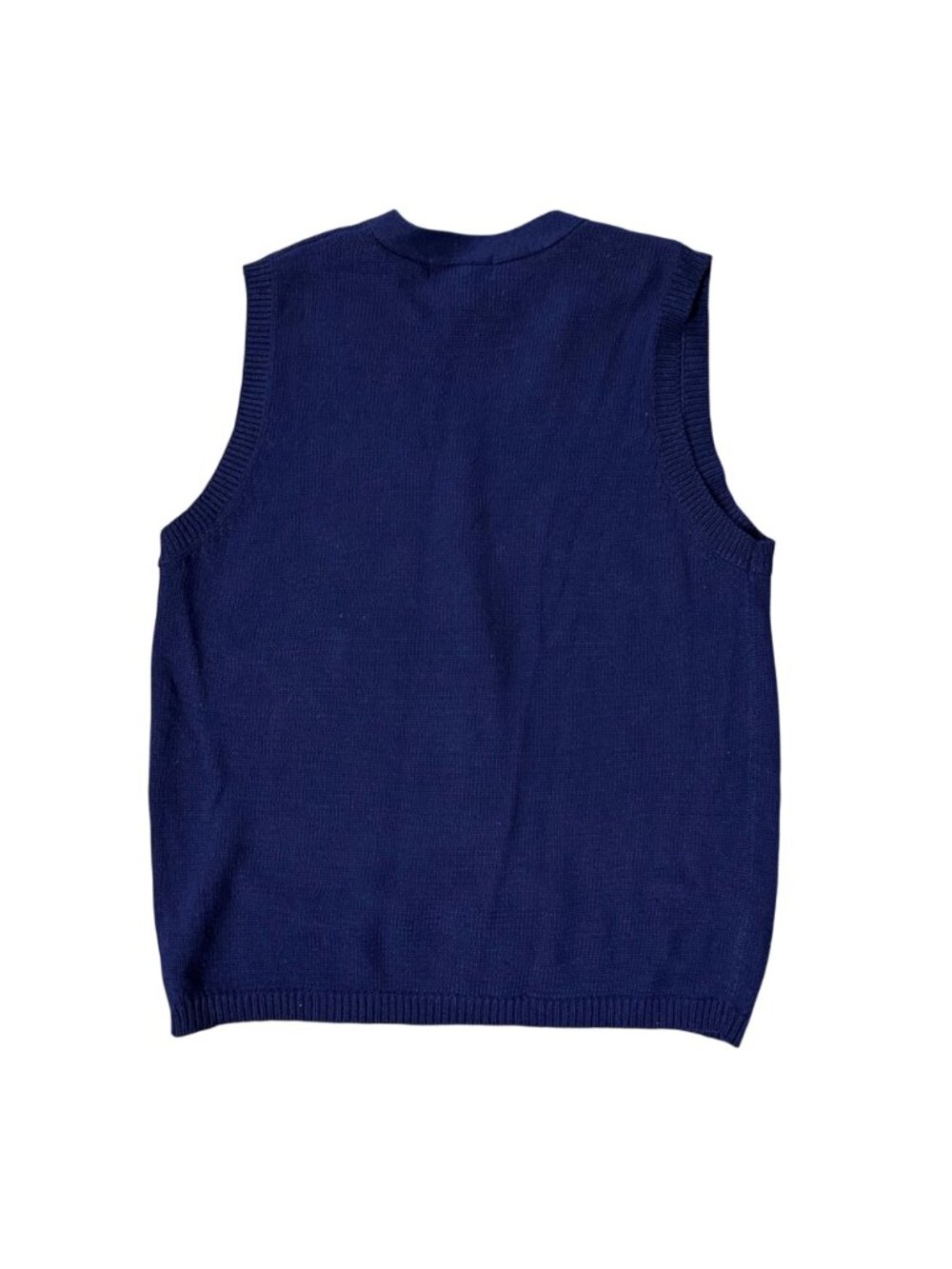 Vintage Navy Blue Sweater Vest Pink Rose Knit Button Front 1X Maggie Barnes - Picture 3 of 8